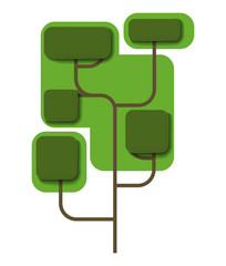 vector cartoon green trees in paper cut