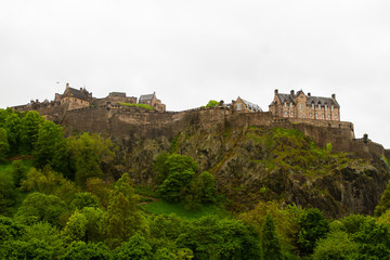 Fototapeta na wymiar Edinburgh Castle historic fortress dominating the skyline of the city of Edinburgh, Scotland from its position on the Castle Rock