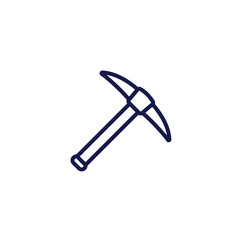 pick axe icon on white, line