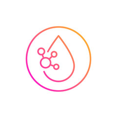 Acid drop icon with molecule, line design