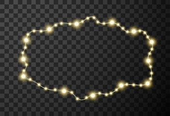 Christmas lights isolated on transparent background, vector illustration