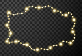 Christmas lights isolated on transparent background, vector illustration