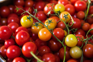 Fresh red cherry tomatoes as a background