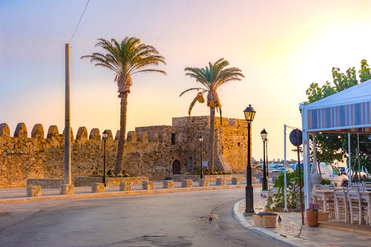  View of the Kales Venetian fortress at the entrance to the harbour, Ierapetra, Crete, Greece