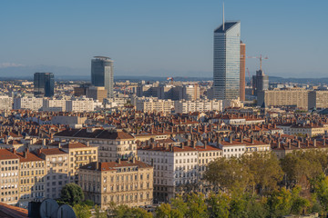Fototapeta premium Lyon, France - 10 26 2019: View from the Croix-Rousse