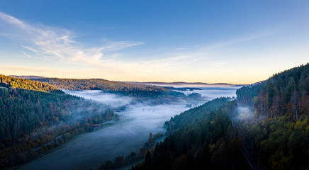 Morgennebel im Schwarwazwald, Blick Richtung Tittisee