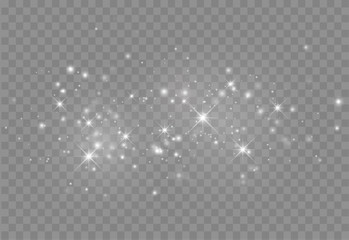 Fototapeta Glowing light effect with many glitter particles isolated on transparent background. Vector starry cloud with dust. Magic christmas decoration obraz