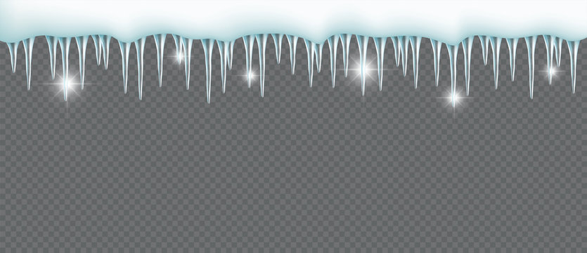 Icicles Hanging From Snow Top 3d Transparent Vector Element