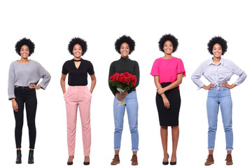 Obraz premium Group of beautiful happy women in front of a white background