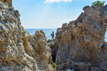The man between the rocks.