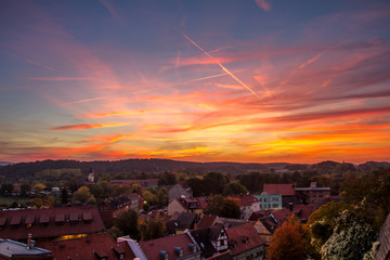 historische Altstadt von Quedlinburg am Abend vom Stiftsberg