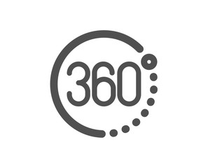VR simulation sign. 360 degrees icon. Panoramic view symbol. Classic flat style. Simple 360 degrees icon. Vector