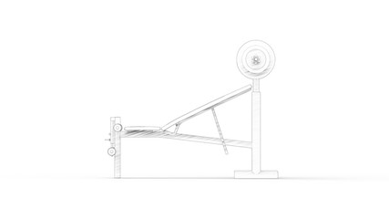 Bench press installation 3d rendering isolated in white background