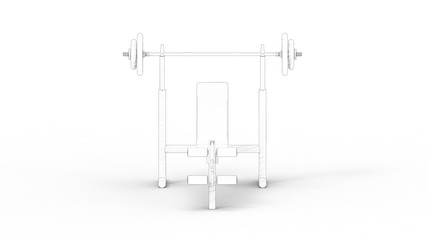 Bench press installation 3d rendering isolated in white background