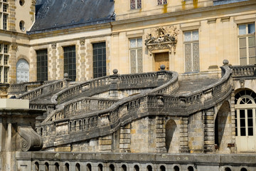 Beautiful Palace Fontainebleau in France from oustide
