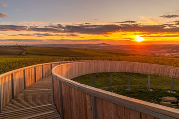 Construction of the lookout point Kobylí Vrch and one of the columns overlooking the wine field...