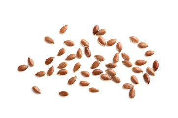 Flax seed on white background.