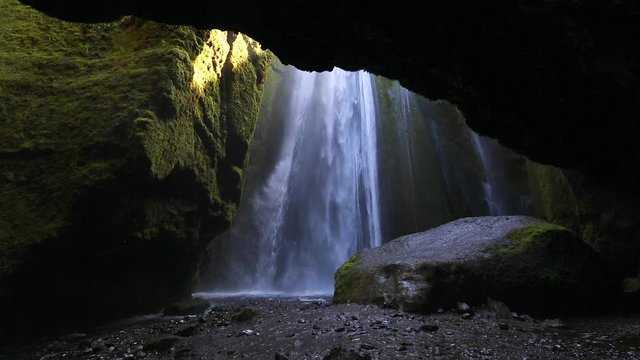 Perfect view of famous powerful Gljufrabui waterfall.