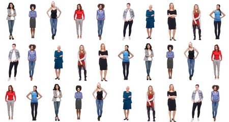 Group of beautiful happy women in front of a white background