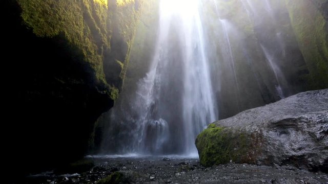 Perfect view of famous powerful Gljufrabui waterfall.