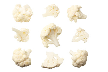 Cauliflower isolated on a white background. top view