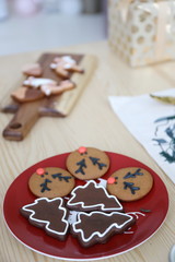 Christmas dessert, cake with gingerbread snowflakes
