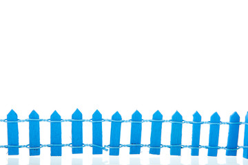 Blue fence on white background