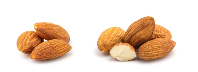 Almonds isolated on white background