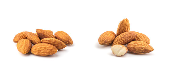 Almonds isolated on white background