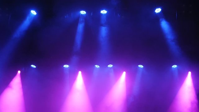 Free stage with lights. Stage lighting background. Concert light.