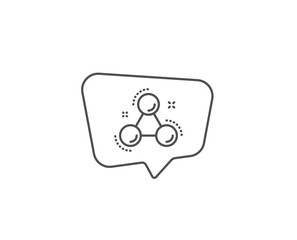 Chemistry molecule line icon. Chat bubble design. Laboratory atom sign. Analysis symbol. Outline concept. Thin line chemistry molecule icon. Vector