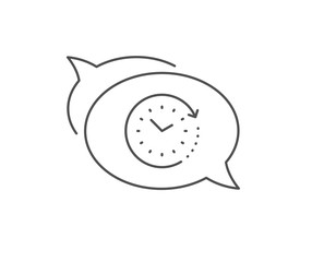 Time change line icon. Chat bubble design. Clock sign. Watch symbol. Outline concept. Thin line time change icon. Vector