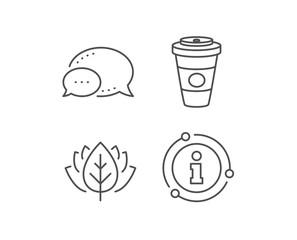 Takeaway Coffee or Tea line icon. Chat bubble, info sign elements. Hot drink sign. Beverage symbol. Linear takeaway Coffee outline icon. Information bubble. Vector