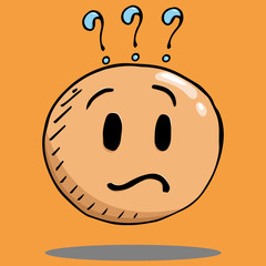 Smile face icon. Vector illustration face with emotions. Hand drawn puzzled face.