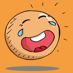 Smiling face icon. Face with a smile. Vector illustration of a laughing face. Hand drawn laughing face.