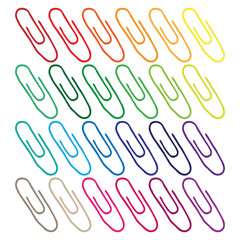 Paper clips seamless pattern. Vector illustration of a seamless pattern of colored paper clips. Background from colored paper clips.