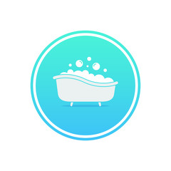 Bathtub with bubbles icon design isolated on white background. Vector illustration