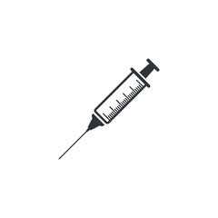 Medical syringe injection icon design isolated on white background. Vector illustration