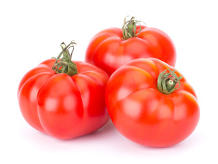 Red Ripe Fresh Whole Three Tomato Isolated On White Background Close-Up