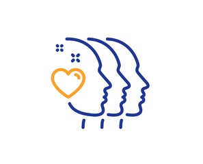 Friendship sign. Friends couple line icon. Assistance business symbol. Colorful outline concept. Blue and orange thin line friends couple icon. Vector