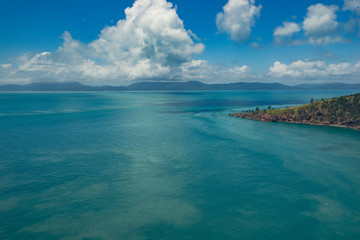 Whitsunday islands Australia aearial landscape sea and blue sky