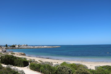 Fototapeta na wymiar View from the Round House to Bathers beach in Fremantle, Western Australia