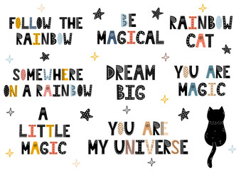 Pre-made phrases set in Scandinavian style. Hand drawn lettering collection