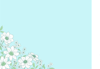 手描きの花のカード　ラインアート