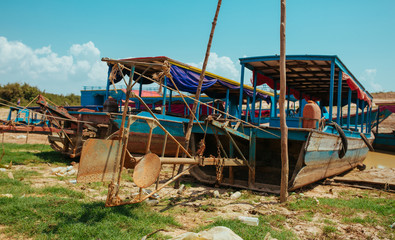Fototapeta na wymiar Floating Village in Cambodia Kampong Phluk Pean Bang, Tonle Sap Lake