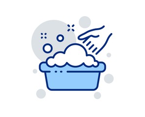 Hand washing line icon. Laundry service sign. Clothing cleaner symbol. Linear design sign. Colorful hand washing icon. Vector