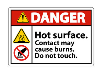 Danger Hot Surface Do Not Touch Symbol Sign Isolate on White Background,Vector Illustration