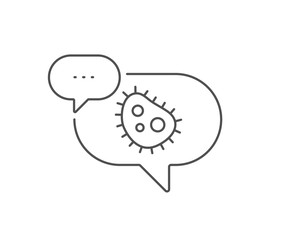 Bacteria line icon. Chat bubble design. Antibacterial sign. Dirty symbol. Outline concept. Thin line bacteria icon. Vector