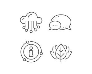 Cloud storage service line icon. Chat bubble, info sign elements. Big data sign. Linear cloud storage outline icon. Information bubble. Vector