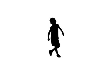 Young boy silhouette isolated on white background